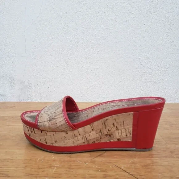 PRADA Y2K Red and Cork Platform Slip On Sandals - Picture 6 of 11